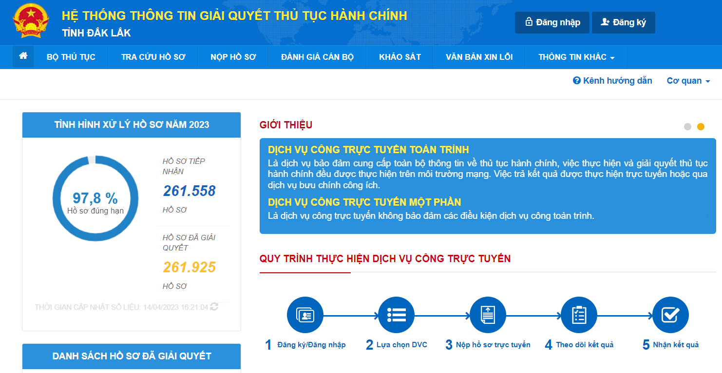 Hướng dẫn công dân tương tác với Hệ thống thông tin giải quyết thủ tục hành chính tỉnh Đắk Lắk (Hệ thống iGate)